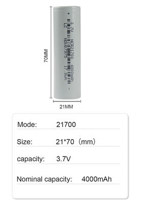 21*70mm Navulbare Flitslichtbatterij 21700 3,7 V Li Ion Battery 4800mah